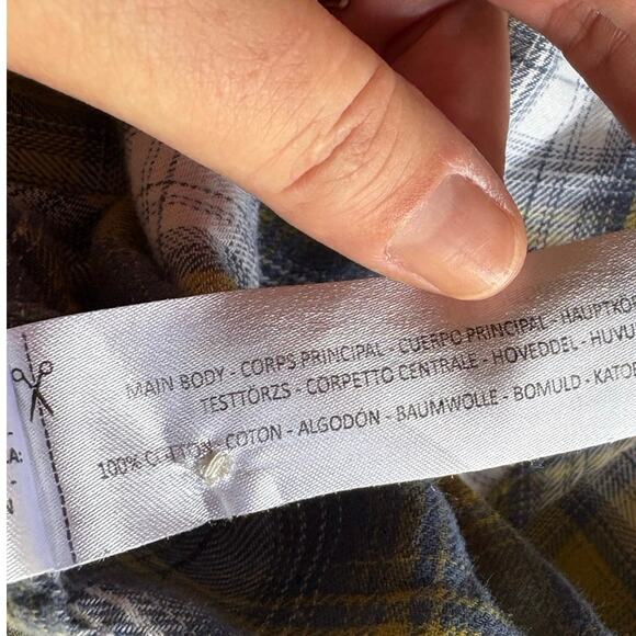 Ariat Alhambra Grey Yellow Plaid Retro Fit Pearl Snap Lightweight Flannel - M - Picture 7 of 9
